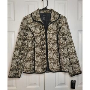 R.Q.T. Quilted Animal Print Full Zip Lightweight Jacket- Small